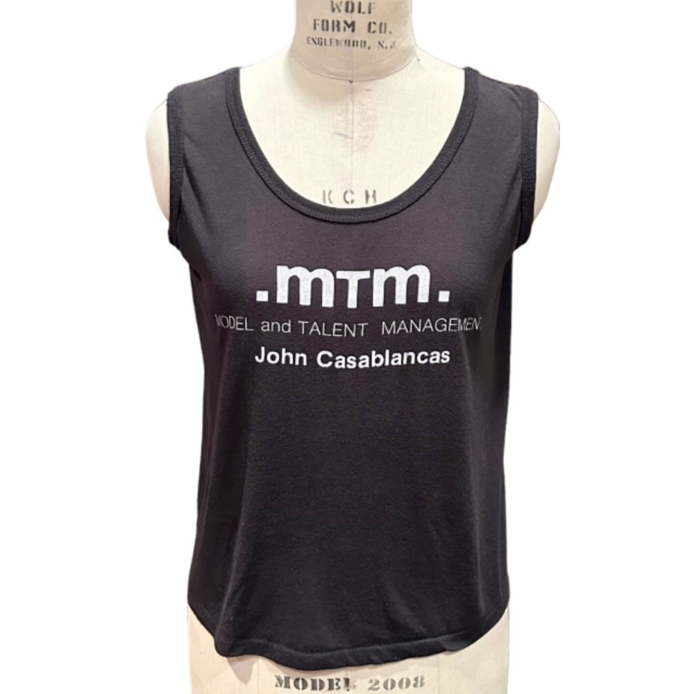 Vintage MTM John Casablancas Elite Model Management Black Tank Top Large Unisex